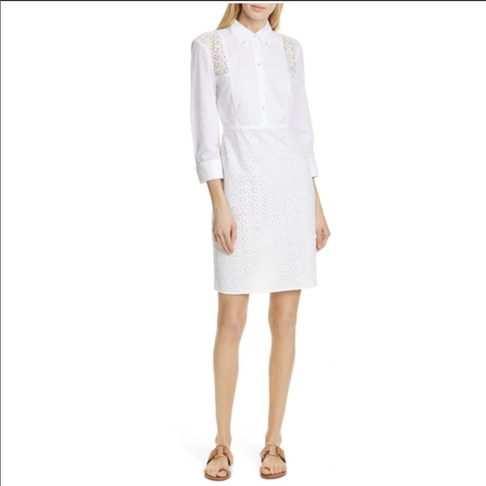 NWT Tory Burch Patchwork Eyelet 3/4-Sleeve Cotton Dress
